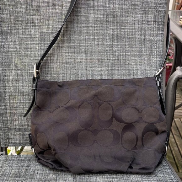 COACH F15067 Vintage Y2K Black Monogram Canvas Crossbody Bag - Picture 5 of 10
